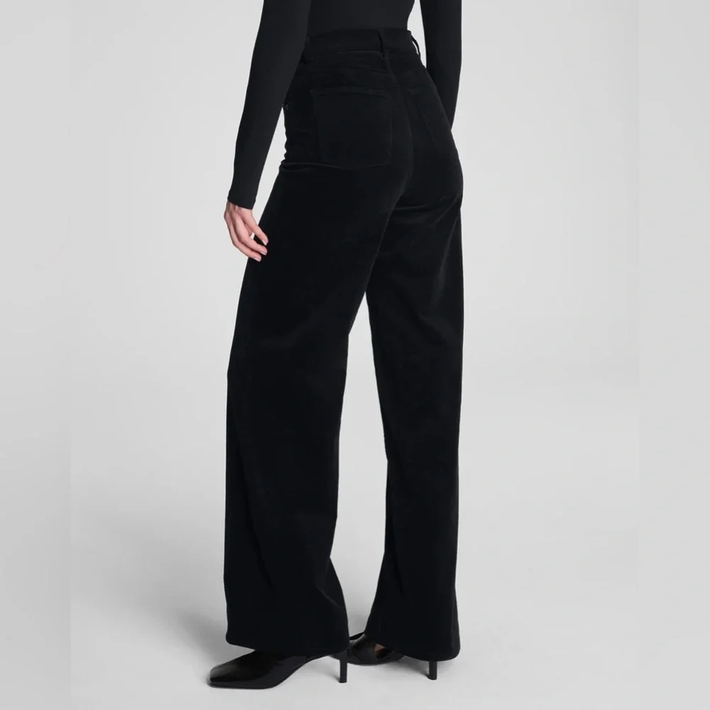 NWT SPANXshape Spanx Authentic 360 Corduroy Wide Leg Jeans Classic Black New‎